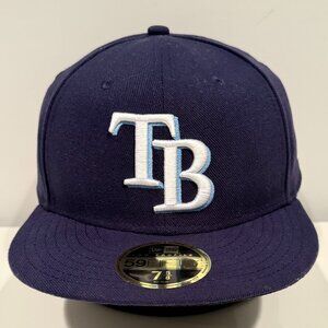 Tampa Bay Devil Rays New Era 59FIFTY Low Profile Fitted Hat 7-5/8 Navy Blue